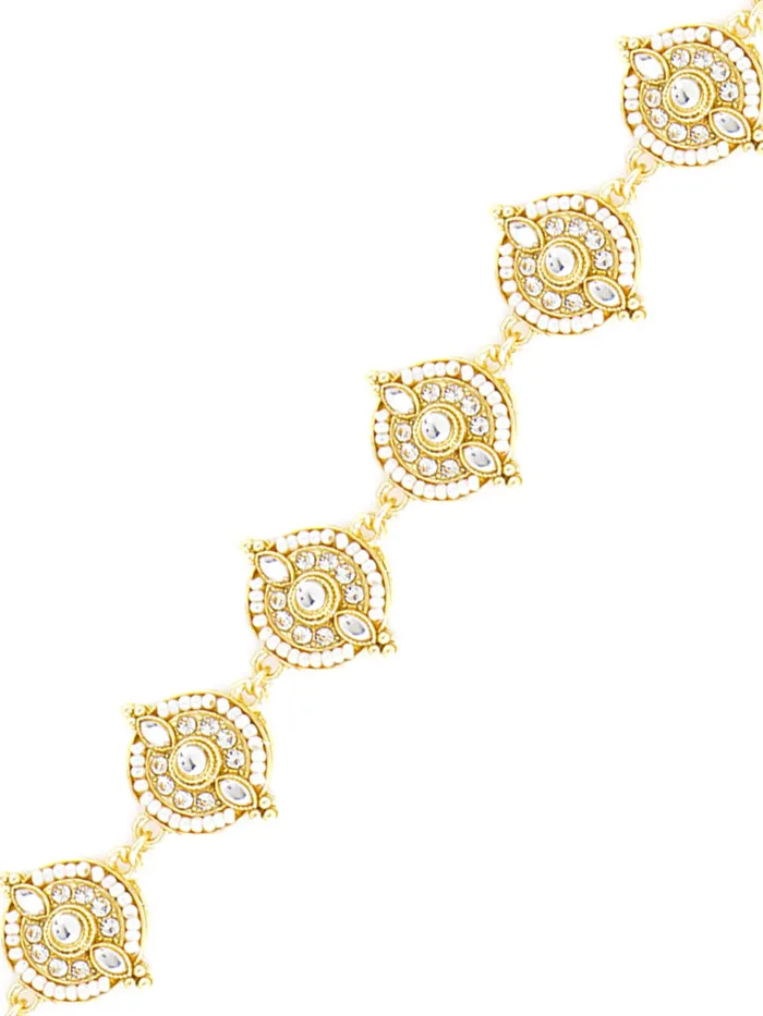 Yellow Chimes Yellow Chimes Head Chain for Women Traditional Headband Gold Plated Kundan Studded Hairband Matha patti Jewellery Necklace for women and Girls Necklaces