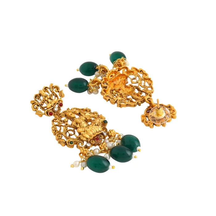 Yellow Chimes Yellow Chimes Jewellery Set for Women and Girls Temple Jewellery Set for Women Gold Plated Green Beads Drop Choker Necklace Set Birthday Gift for girls and women Anniversary Gift for Wife Necklaces
