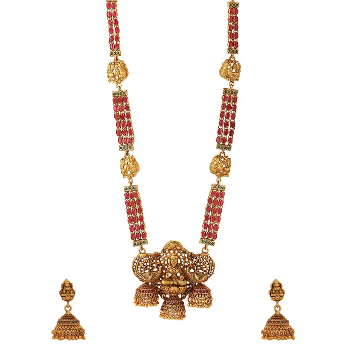 Yellow Chimes Yellow Chimes Jewellery Set for Women Gold Plated Traditional Temple Jewellery Set Antique Necklace Set with Earrings for Women and Girls Earrings Yellow Chimes Yellow Chimes Jewellery Set for Women Gold Plated Traditional Temple Jewellery Set Antique Necklace Set with Earrings for Women and Girls Earrings
