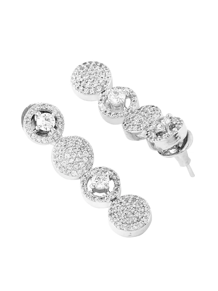 Yellow Chimes Yellow Chimes Jewellery Set for Womens Rosegold Plated ADAmerican Diamond Studded Pink Crystal Necklace Set with Earrings for Women and Girls Earrings