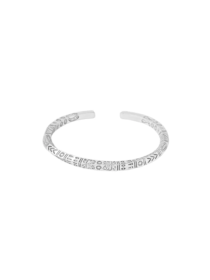 Yellow Chimes Yellow Chimes Kada Bracelets for Men Fashion Silver Cuff Twisted Design One Size Silver Necklaces
