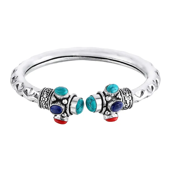 Yellow Chimes Yellow Chimes Latest Trendy Silver Bangle Kada by Yellow Chimes Kadaa for Women Oxidized Silver Multicolor YCTJBRTRIBLMC Necklaces Yellow Chimes Yellow Chimes Latest Trendy Silver Bangle Kada by Yellow Chimes Kadaa for Women Oxidized Silver Multicolor YCTJBRTRIBLMC Necklaces