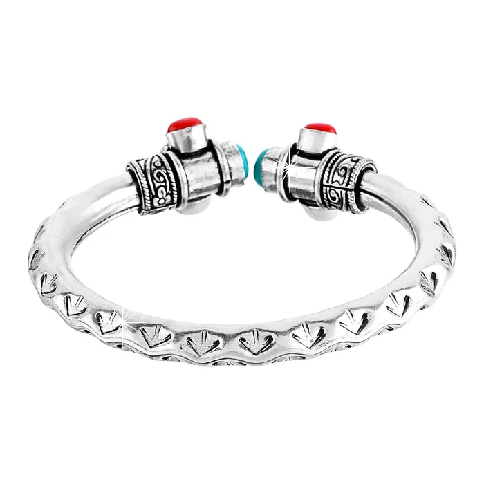 Yellow Chimes Yellow Chimes Latest Trendy Silver Bangle Kada by Yellow Chimes Kadaa for Women Oxidized Silver Multicolor YCTJBRTRIBLMC Necklaces