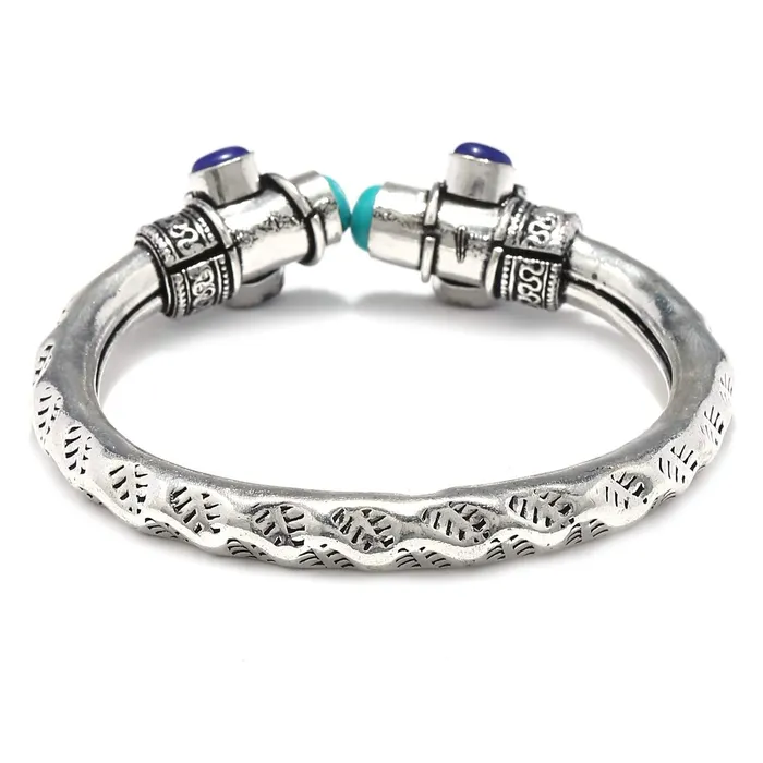 Yellow Chimes Yellow Chimes Latest Trendy Silver Bangle Kada by Yellow Chimes Kadaa for Women Oxidized Silver Multicolor YCTJBRTRIBLMC Necklaces
