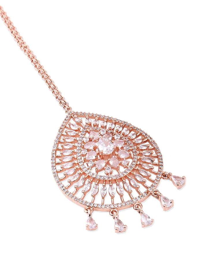 Yellow Chimes Yellow Chimes Maang Tikka for Women Beautiful ADAmerican Diamond Studded Rhodium Plated Crystal Maang Tikka for Women and Girls Design 13 Earrings