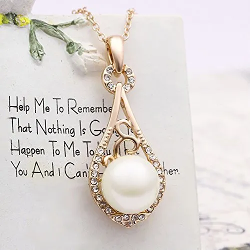Yellow Chimes Yellow Chimes Moxie Collection Divine Pearl 18K Yellow Gold Plated Alloy Pendant Set for Women and Girls Earrings