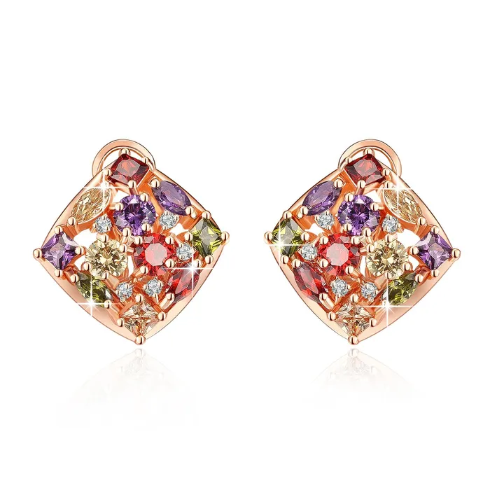 Yellow Chimes Yellow Chimes Multi color Swiss Cubic Zirconia 18K Gold Plated Stud Earring for Womengirls Earrings
