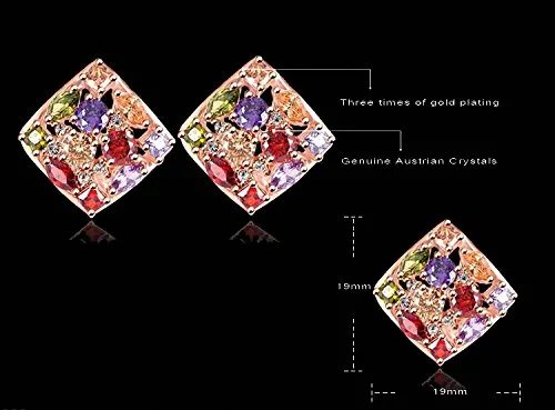 Yellow Chimes Yellow Chimes Multi color Swiss Cubic Zirconia 18K Gold Plated Stud Earring for Womengirls Earrings