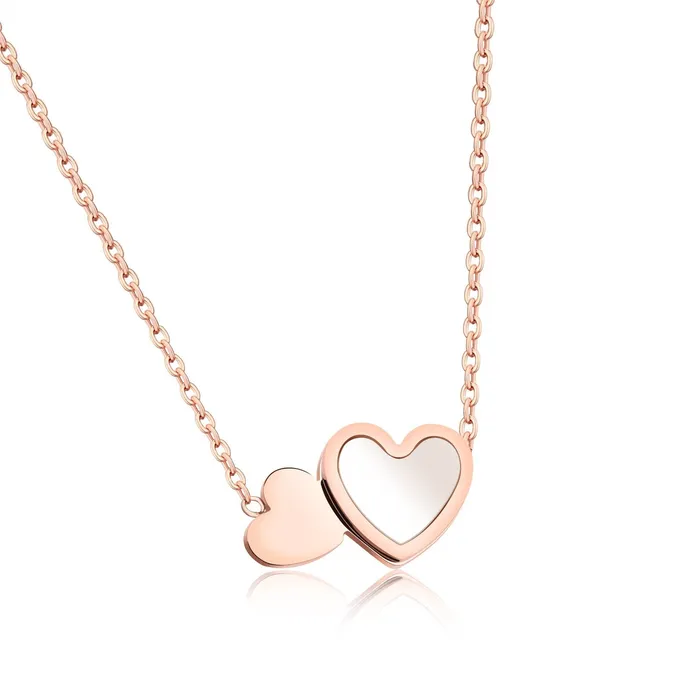 Yellow Chimes Yellow Chimes Pearl Oyster Dual Heart Rose Gold Stainless Steel Never Fading Heart Pendant for Women Girls Necklaces Yellow Chimes Yellow Chimes Pearl Oyster Dual Heart Rose Gold Stainless Steel Never Fading Heart Pendant for Women Girls Necklaces
