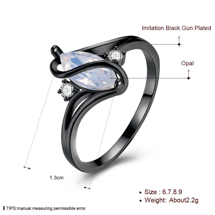 Yellow Chimes Yellow Chimes Rings for Women Olivia Man Made Opal Invisible Setting Trendy Crystal white smooth Finished Black Colored Ring for Women Girls Necklaces