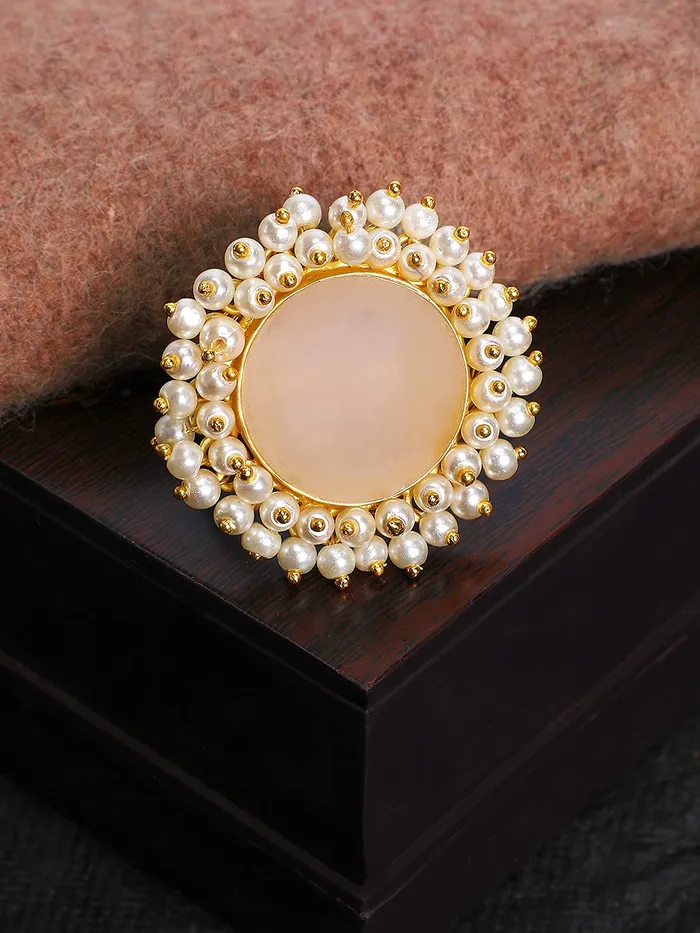 Yellow Chimes Yellow Chimes Rings for Women Traditional Pearl Ring Classic Style Gold Plated Stone Cocktail Rings for Women and Girls Necklaces