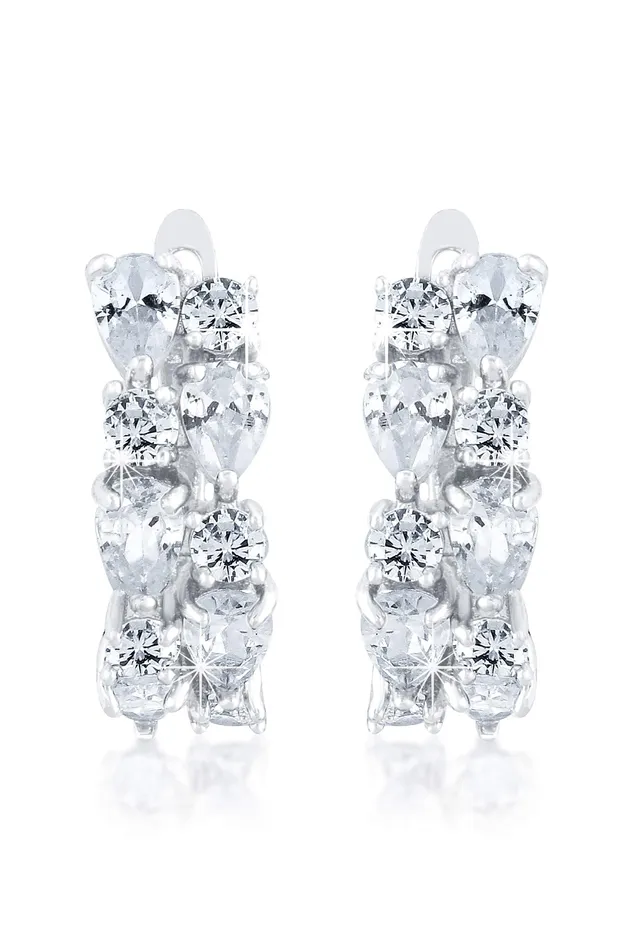 Yellow Chimes Yellow Chimes Sparkling Colors Flowerets Vine Swiss CZ 18K Silver Plated Clip On Earrings For Women And Girls Earrings