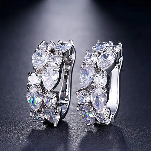 Yellow Chimes Yellow Chimes Sparkling Colors Flowerets Vine Swiss CZ 18K Silver Plated Clip On Earrings For Women And Girls Earrings