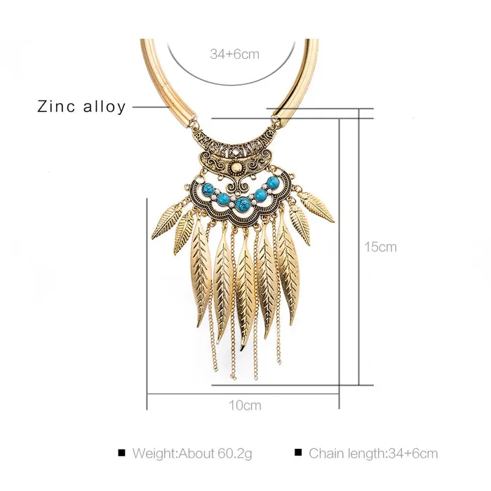 Yellow Chimes Yellow Chimes Trendy Collection Designer Tassel Leaves Blue Necklace for Women Girls Earrings