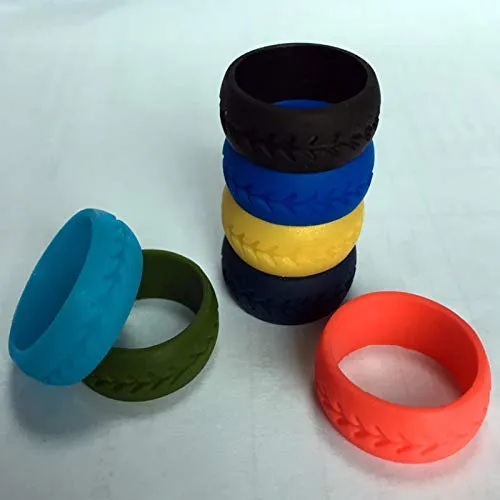 Yellow Chimes Yellow Chimes Trendy Multicolor Combo of 7 Pcs Sports Gym Flexible Silicone Finger Band Rings for Women Man Unisex Earrings