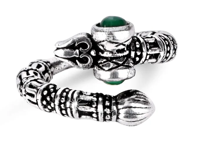 Yellow Chimes Yellow Chimes Unisex Trishul Damru Silver Oxidized Traditional Adjustable Ring for Women and Men Earrings