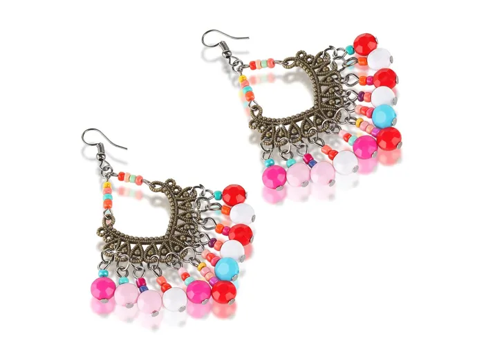 Yellow Chimes Young Colors Beads Stylish Bohemian Hangings Oxidized Earring for Women and Girls Yellow Chimes Earrings