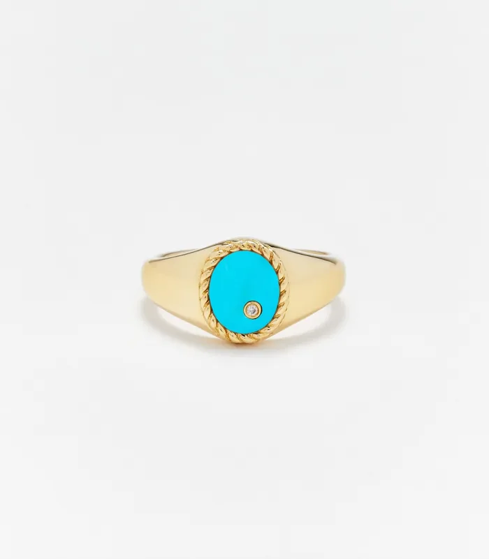 Yvonne Leon BABY CHEVALIERE OVALE TURQUOISE OR JAUNE Necklaces