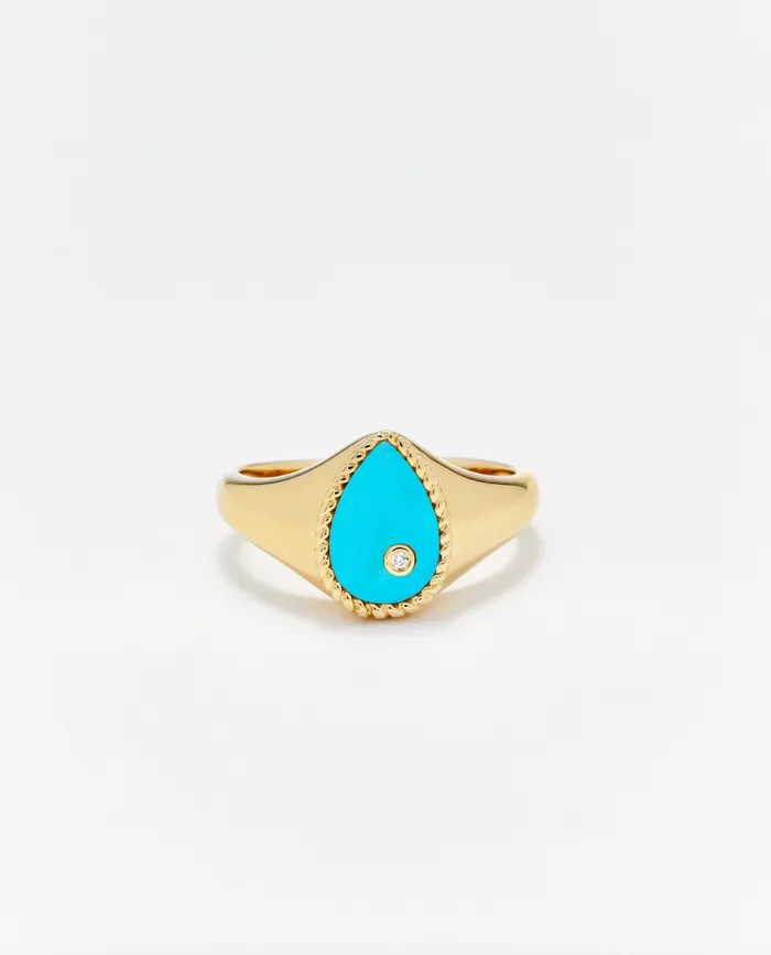 Yvonne Leon Necklaces BABY CHEVALIERE POIRE TURQUOISE OR JAUNE