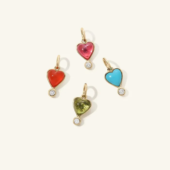zahava Charm Necklaces Diamond Byrdie Heart Charm