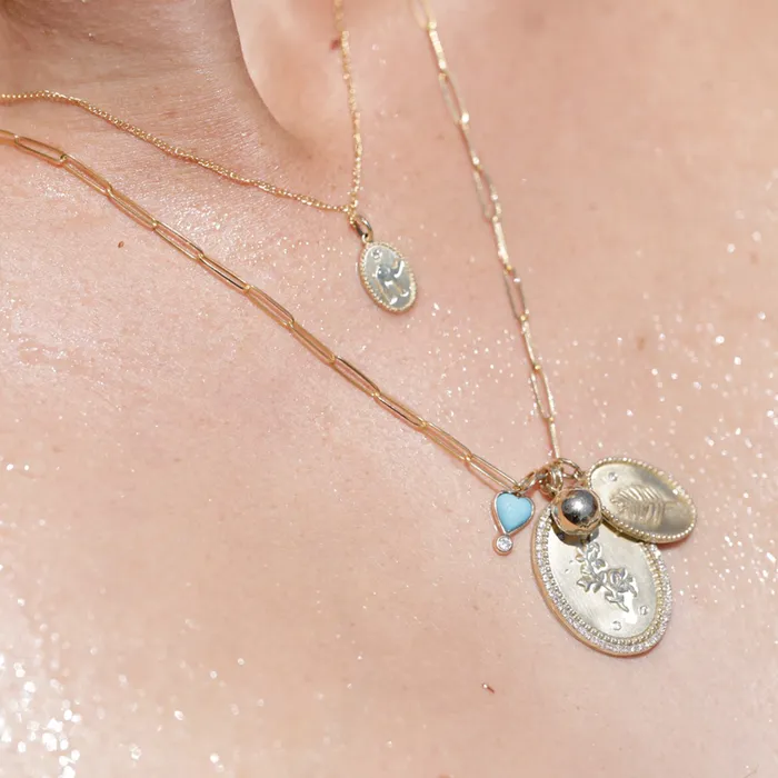 zahava Charm Necklaces Diamond Byrdie Heart Charm