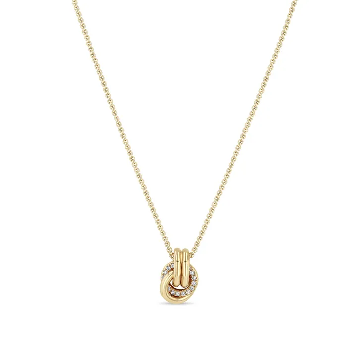 Zo Chicco 14K GOLD LARGE LINKED KNOT PENDANT WITH DIAMONDS Necklaces