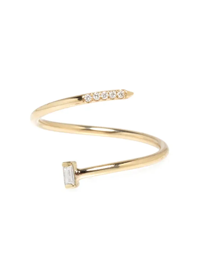 Zo Chicco Rings 14K BAGUETTE PAV DIAMOND BYPASS RING